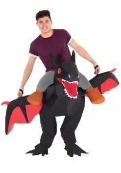 Morphsuits Adult Inflatable Black Ride On Dragon Costume