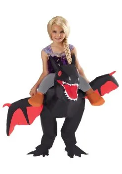 Morphsuits Inflatable Ride On Black Dragon Kid's Costume